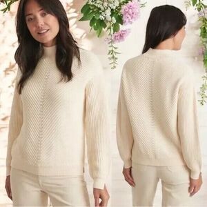 Marine Layer Turtleneck Sweater Womens XL Skylar Ivory Wool Blend Mock Neck